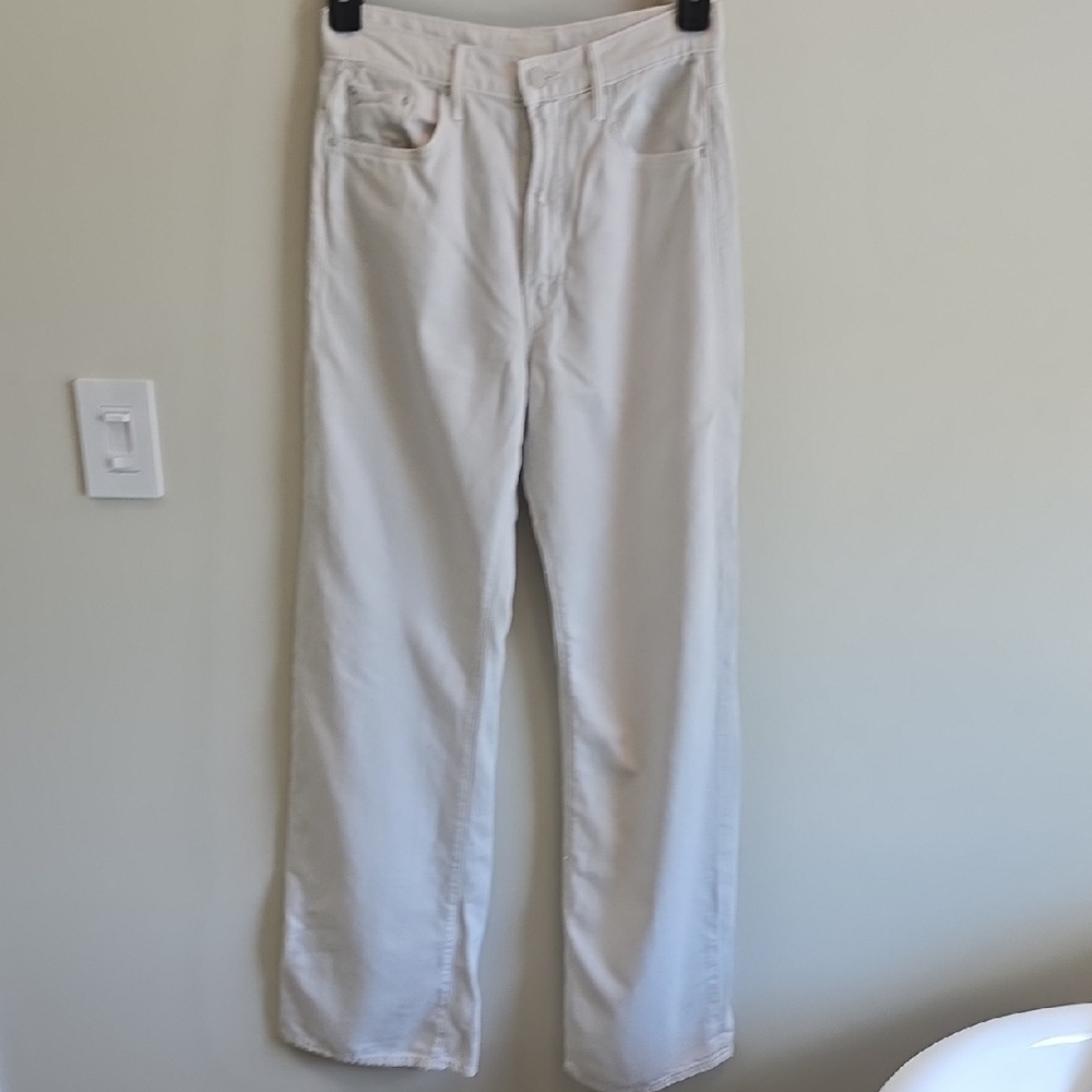 MOTHER The Lasso Heel White Wide-Leg Jeans